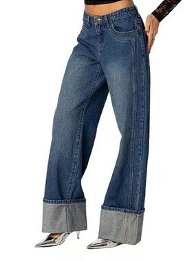 NWT EDIKTED Vesper Cuffed Low Rise Jeans